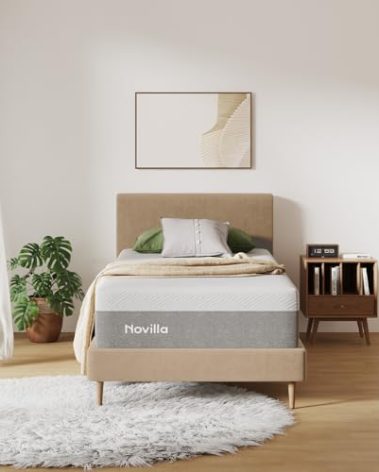 Novilla Twin XL Mattress, 12 Inch Gel Memory Foam XL Twin Mattress for Cool Night & Pressure Relief, Medium Plush Feel with Motion Isolating, Bliss