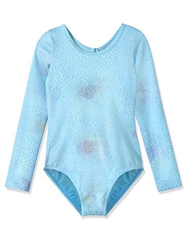 HOZIY Long Sleeved Leotards for Girls 4t 5t Light Blue Gymnastics Ballet Dance
