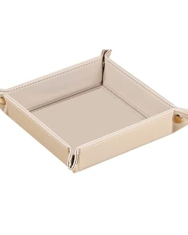 YAPISHI Key Dish Bowl for Men, Entryway Catchall Holder Bedside Table Valet Tray for Pocket Stuff, PU Leather Nightstand Organizer for Dice/Coins/Wallet/Watch/Rings/Sunglasses, Dresser/Coffee Table