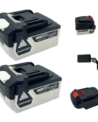 Dajianglx 2 Packs 5.0Ah 24V Battery Replacement for Makita 18-24V Battery with Charger & Adapter for Makita to Dewalt Compatible with Cordless Power Tools BL1850B BL1840B 1860B BL1830B BL1820B