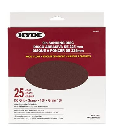 Hyde Round Abrasive Sanding Disc, 9" 150 Grit, 25 Pack fits Hyde Radial Sander