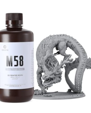 RESIONE Tough 3D Printer Resin, Not Brittle ABS Like Tough & Rigid 3D Printing Liquid for LCD DLP MSLA 3D Printer UV 405nm (M58 Grey 1KG)