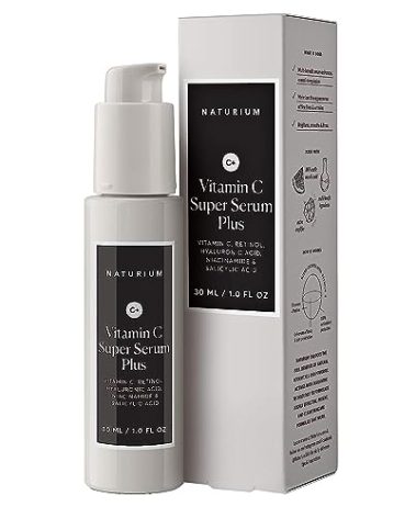 Naturium Vitamin C Super Serum Plus, Smoothing Face Care, plus Retinol, Hyaluronic Acid, Niacinamide & Salicylic Acid, 1 oz