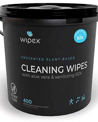 Wipex Gym & Fitness Cleaning Wipes, 400ct Dispensing Bucket with Sanitizing BZK for Hands, Great for Gym, Studios and Fitness Centers 400 Count (Pack of 1)