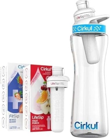 Cirkul 22 oz Water Bottle With 2 Cartridges (Fruit Punch And Mixed Berry)