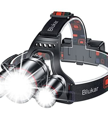 Blukar LED Headlamp, Super Bright Rechargeable Headlight Flashlight - 3 Lights 5 Modes,Zoomable,Spotlight&Floodlight Combination, IPX6 Waterproof, 20+Hrs Runtime for Running,Hiking,Camping etc.