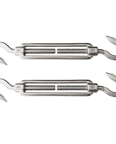 Hoomuda M6 Super Heavy Duty Stainless Steel 316 Hook to Hook Turnbuckle, 2 Pieces (2PC Hook to Hook Turnbuckle)