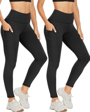 NexiEpoch High Waisted Leggings for Women - Black Tummy Control Compression Soft Yoga Pants for Workout Reg & Plus Size