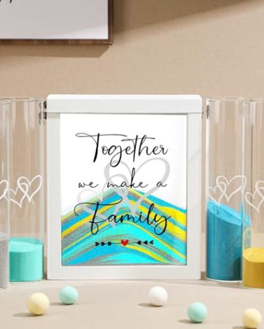 Anglechic Wedding Unity Sand Ceremony Kit with Wood Box 4 Ceremony Vase 4 Wedding Sand Function Sets for Marriage Bridal Party