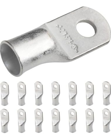SELTERM 15pcs 2/0 AWG 5/16" Stud UL Marine Grade Battery Terminal Connectors - Tinned Copper Cable Lugs 00 Gauge Wire Connectors Electrical Cable Ends Ring Terminals