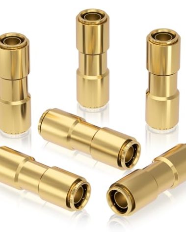 CheeMuii 6 PCS 3/8 Brass DOT Air Line Fitting Straight Union Quick Connect Fittings 3/8 Air Hose DOT Air Fittings for Semi Truck Trailers Industry Air System