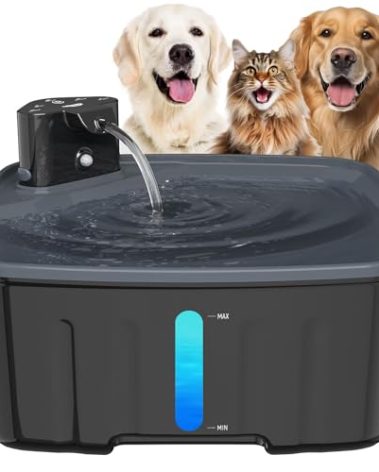 Dog Water Fountain for Large Dogs, 2.1GAL/8L/270oz Large Dog Water Fountain Bowl for Dog Inside,Dog Fountain with Water Level Window and Shortage LED Reminder, Ultra-Quiet Pump,Water Fountain for Dog