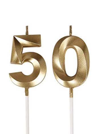 50th Birthday Candles,Gold Number 50 Cake Topper for Birthday Decorations Party Decoration