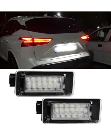 HZEL Car LED License Plate Light, 2PCS Vehicle Rear Tag Lamp Assembly, Automotive Tail Xenon Tag Lighting Kit Replacement Accessories Compatible with Altima Sentra Rogue Versa