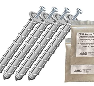 BoltHold - amAK-4 Asphalt Anchor & Grout Kit - Four 1200 lbs. am625 Chemical Anchors (5/8" x 6") with Two EPX2 Anchoring Cement Bags - for Installation of Bike Backs, delineators & More