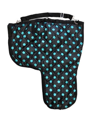 AJ Tack Western Padded Saddle Carrier Turquoise Polka Dots