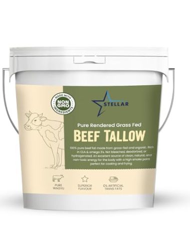 Stellar - Beef Tallow - 100% Grass-Fed & Finished - Good for Cooking, Baking and Frying - Food Grade - 10 LBS