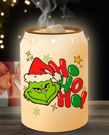 HGIK Christmas Wax Warmer-Christmas Decorations Ceramic Wax Melt Warmer for Oil Candle Winter-Farmhouse Xmas Wax Warmer Decor for Living Room Bathroom