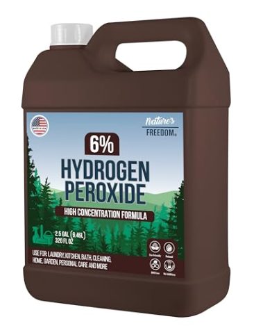Nature's Freedom Hydrogen Peroxide 6% Concentrate, H2O2 and Purified Water Only, 2.5 Gallons