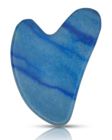 Contrybox Gua Sha Facial Tools, Jade Guasha Tool for Face & Eye Gua Sha Stone for Puffiness Reducing & Jawline Sculpting Face Stone Gua Sha Tools for Skin Care Woman GuaSha Stone Tool, Blue