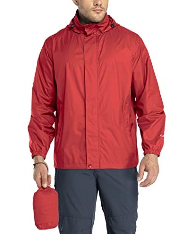 33,000ft Packable Rain Jacket Men's Lightweight Waterproof Rain Shell Jacket Raincoat with Hood for Golf Cycling Windbreaker