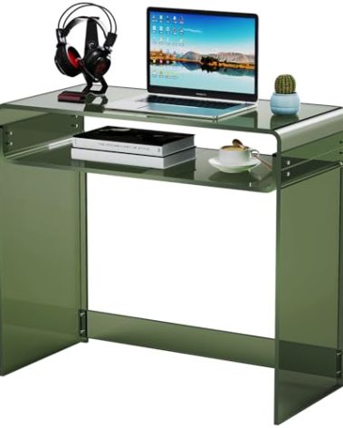 solaround Acrylic Desk Laptop Workstation Study Table Home Office Console Table Entrance Tables Decor (Green)