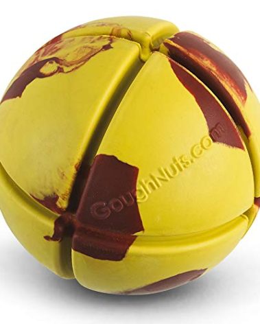 Goughnuts – Virtually Indestructible Ball - Guaranteed Dog Chew Toys for Aggressive Chewers Like Pit Bulls, German Shepherds, and Labs from 30-70 Pounds - Tough and Durable Natural Rubber - Yellow