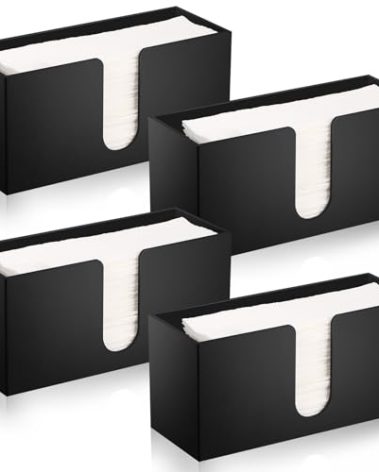 4Pack Black Acrylic Countertop Paper Towel Dispenser, Folded Paper Towel Dispenser Clear Trifold Napkin Holder, Suitable for Z-fold C-fold or MultiFold Trifold Paper Towels for Bathroom Toilet Kitchen