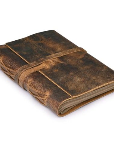 LEATHER VILLAGE Genuine Leather Bound Journal Writing Notebook for Men Women - Daily Writing Notepad Lined Paper 300 Kraft Pages, Handmade, Rustic Brown, 11.5 X 8.50 in (A4)