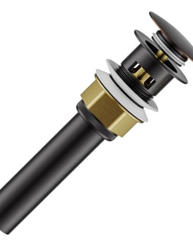 AULEEND Bathroom Sink Drain with Strainer Basket and Pop-Up Drain Stopper Set (Oil Rubbed Bronze, with Overflow)
