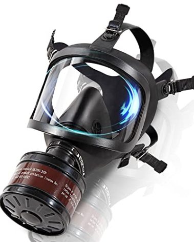 HANUU Gas Masks Survival Nuclear and Chemical, Gas Mask Military Tactical Respirator, Full Face Respirator Mask with 40mm Activated Carbon Filter for Dust, Vapors, Chemicals