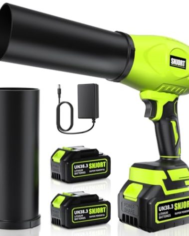 Cordless Leaf Blower 800,000 RPM with 2 Batteries & Charger, Lightweight Handheld Electric Blower with Extended Tube for Leaves, Patio, Car Drying, Dust (Bright Green