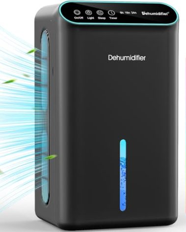 Dehumidifiers for Home, Up to 800 Sq.ft, 86oz Water Tank, Dehumidifiers for Bedroom with Essential Oil Diffuser, 7 Color LED Light, 24H Timer, Auto Shut-off, Ideal for Bathroom Basement Closet RV