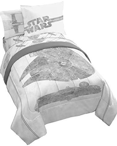 Jay Franco Star Wars Falcon Schematics 5 Piece Twin Size Bed Set - Includes Comforter & Sheet Set - Super Soft Kids Bedding Fade Resistant Microfiber