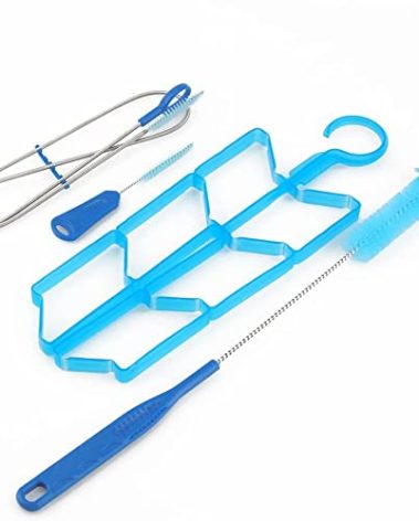 HOUSON 1 Pack 4 in 1 Water Bladder Cleaning Brush Kit, Hydration Bladder Bag Pouch Clean Wash Kit, Flexible Long Brush for Carrying Hose Small Bite Valve Big Drying Collapsible