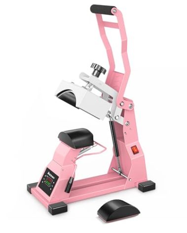 Hat Heat Press Machine for Caps with 2pcs Interchangeable Platens(6.7"x3.8", 6.7"x2.5"), Cap Heat Press for Stuctured Hats Heat Transfer Printing for Caps-Pink