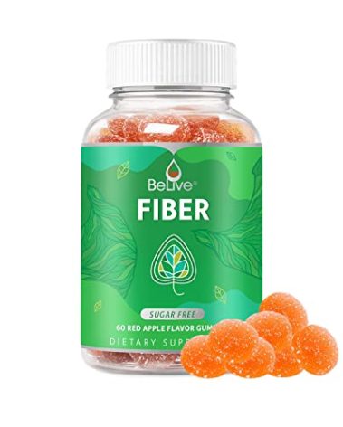 BeLive Fiber Gummies - Prebiotic Fiber Supplement with Chicory Root & Inulin for Digestive Support & Overall Gut Health I Vegan, Sugar Free Gummies for Adults & Children | 60 Ct - Apple Flavor
