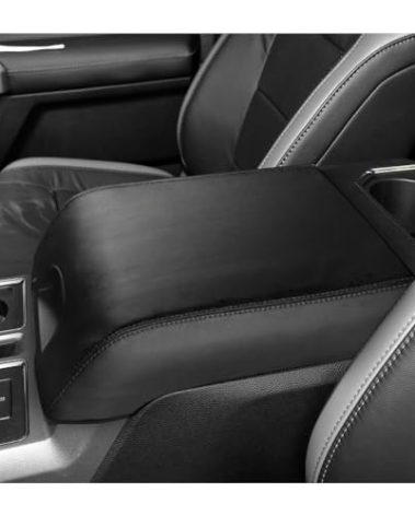 DEYTOP Center Console Cover for Ford F150 2015-2020 & F250 F350 F450 2017-2022 Accessories Console Armrest Cover for Ford Expedition 2018-2024 Armrest Protector (Black with Black Stitches, 2015-2020)