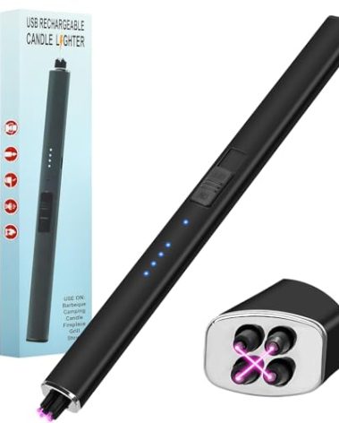 Valentines Day Gifts for Him Her: Boyfriend Husband Wife Electric Lighter Candle Lighter Rechargeable Windproof Flameless Dual Arc Camping Kitchen USB Lighters with Safety Lock Gifts for Men Women