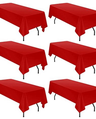 YMHPRIDE 6 Pack Tablecloth 60 x102 inch Polyester Table Cloth for 6 Foot Rectangle Tables,Stain and Wrinkle Resistant Washable Fabric Table Covers Polyester Red Tablecloths for Wedding,Party,Banquet