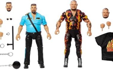 Mattel WWE Coliseum Collection Action Figure 2-Pack with Bam Bam Bigelow & Big Boss Man 6-inch Collectibles & Accessories Including Swappable Parts