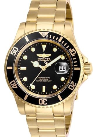 Invicta Men's Pro Diver Quartz Watch with Stainless Steel Strap, Gold, 20 (Model: 26975)