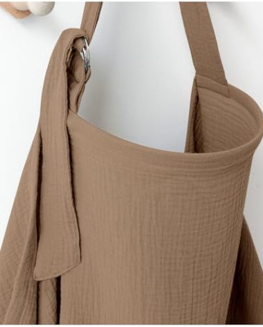 MairMore Muslin Nursing Covers for Breastfeeding, Privacy Breast Feeding Cover with Arch Neckline for Mom and Baby, Breathable 100% Cotton Nursing Apron Multi-use Stroller Cover