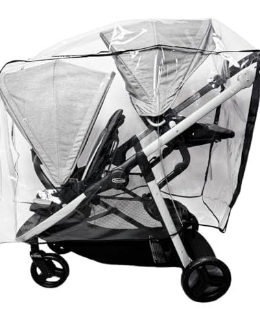 SASHA'S Rain and Wind Cover for Graco Ready2Grow LX 2.0 Double Stroller, Clear, Ventilation Holes, Maximum Coverage Made in USA (Stroller not Included)