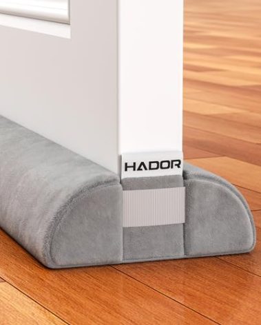 HADOR Door Draft Stopper for Bottom of Door, 36 Inch Under Draft Air Noise Light Blocker 30"- 36" Double Side Triangle Soundproof Sweep Filler Seal Gap up to 1.7" for Patio Sliding Door Guard, Grey
