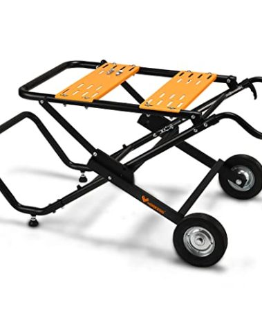 WORKESS Portable Table Saw Stand, 330 Lbs Load Capacity Rolling Foldable Table Saw Table with 8 Inch Wheels, Heavy Duty Construction for Easy Storage, Universal for Most Brands of Table Saws