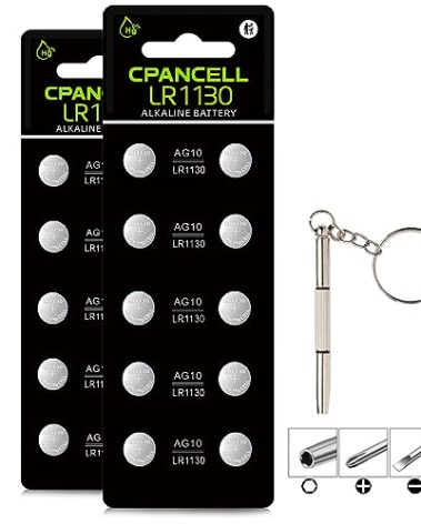 LR1130 AG10 Batteries, High Capacity SG10 389 189 Premium Alkaline Battery 1.5V Button Coin Cell Batteries (20 Count)