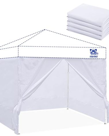 Fanpat Instant Canopy Tent Sidewalls for 10x10 Pop Up Canopy 210D Waterproof,4 Piece Sidewalls, with Doors,White(4PCS Sidewalls Only, Canopy Tent NOT Included)