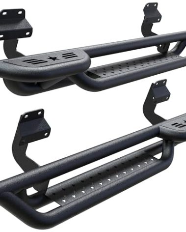 Running Boards Compatible with 2015-2025 Ford F150 F 150, 2017-2025 Ford F250 F350 Super Duty Regular Cab, 6" 2-Stairs Side Step Rails Coated Black Carbon Steel Nerf Bars