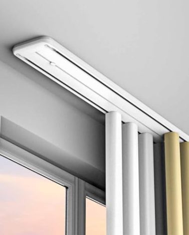 HLHHDFC Double Track Curtain Rail,Ceiling Mounted,Silent Heavy Aluminum Duty Curtain Track System,Sliding Rails for Curtains, Room Divider for Bedroom Living Room Hospital,White,2M(6.6FT))